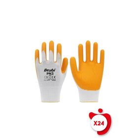 Beybi PN3 10 Beden 24 Çift Sarı Polyester Örme Nitril İş Eldiveni