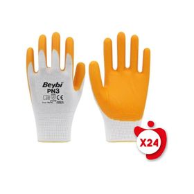 Beybi PN3 10 Beden 24 Çift Sarı Polyester Örme Nitril İş Eldiveni