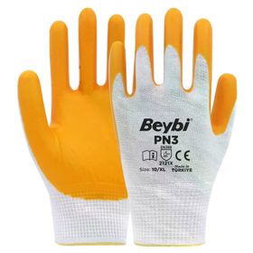 Beybi PN3 No: 10 100 Çift Sarı Polyester Örme Nitril Eldiven