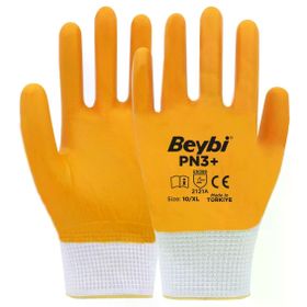 Beybi PN3 No: 10 100 Çift Sarı Polyester Örme Nitril Eldiven