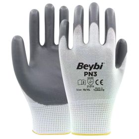 Beybi PN3 No: 9 Koli 288 Çift Gri Polyester Örme Nitril Eldiven