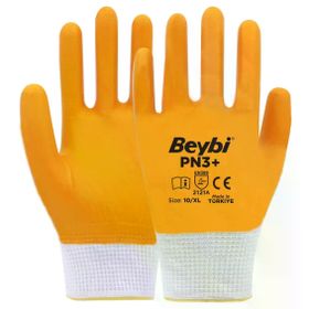 Beybi PN3 No: 9 Koli 288 Çift Sarı Polyester Örme Nitril Eldiven