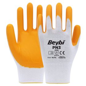 Beybi PN3 No: 9 Koli 288 Çift Sarı Polyester Örme Nitril Eldiven