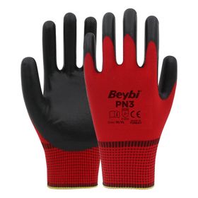 Beybi PN3 No:9 Beyaz Gri Koli Polyester Örme Nitril Eldiven