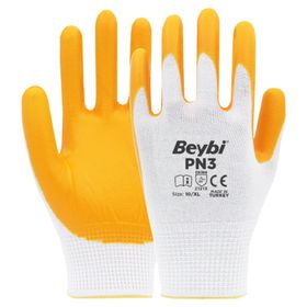 Beybi PN3 Polyester Örme Sarı 288 Çift Nitril Eldiven