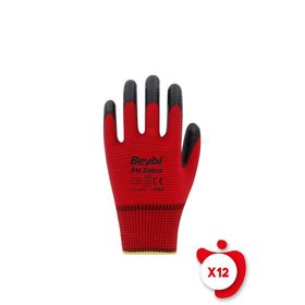 Beybi PN5 10 Beden 12 Çift Zebra Kırmızı Polyester Örme Nitril İş Eldiveni