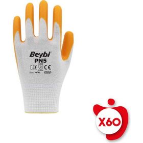 Beybi PN5 10 Beden 60 Çift Sarı Polyester Örme Nitril İş Eldiveni