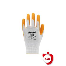Beybi PN5 10 Beden 60 Çift Sarı Polyester Örme Nitril İş Eldiveni