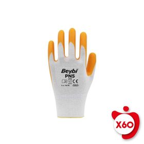 Beybi PN5 10 Beden 60 Çift Sarı Polyester Örme Nitril İş Eldiveni