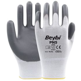 Beybi PN5 No: 10 12 Çift Gri Polyester Örme Nitril Eldiven