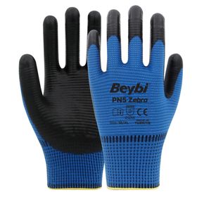 Beybi PN5 No: 10 Çift Mavi Zebra Polyester Örme Nitril Eldiven