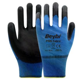 Beybi PN5 No: 10 Koli 288 Çift Mavi Zebra Polyester Örme Nitril Eldiven