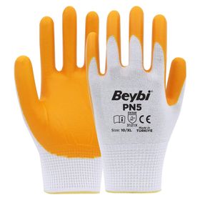 Beybi PN5 No: 9 12 Çift Sarı Polyester Örme Nitril Eldiven