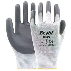 Beybi PN5 No: 9 Çift Gri Polyester Örme Nitril Eldiven