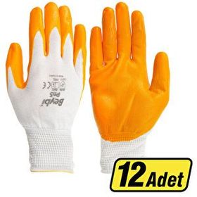 Beybi PN5 No:10 12 Adet Polyester Örme Nitril Eldiven