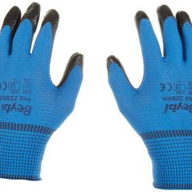 Beybi PN5 No:9 Mavi Siyah Çift Zebra Polyester Örme Nitril Eldiven
