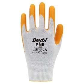 Beybi PN5 Sarı 10 Beden 12 Çift Polyester Örme Nitril Eldiven