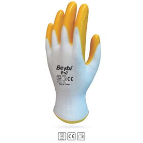 Beybi Pn7 10 Sarı Beyaz Nitril İş Eldiveni