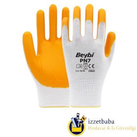 Beybi Pn7 288 Çift Sarı Beyaz Nitril İş Eldiveni