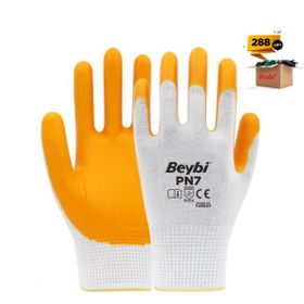 Beybi Pn7 288 Çift Sarı Beyaz Nitril İş Eldiveni