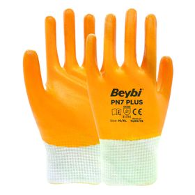 Beybi PN7 No: 10 100 Çift Sarı Polyester Örme Nitril Eldiven