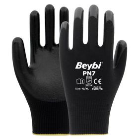 Beybi PN7 No: 9 Koli 288 Çift Siyah Polyester Örme Nitril Eldiven