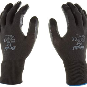 Beybi PN7 No:9 Siyah Siyah Çift Polyester Örme Nitril Eldiven