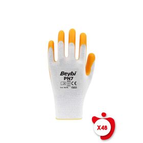Beybi PN7 Sarı 10 Beden 48 Çift Polyester Örme Nitril İş Eldiveni