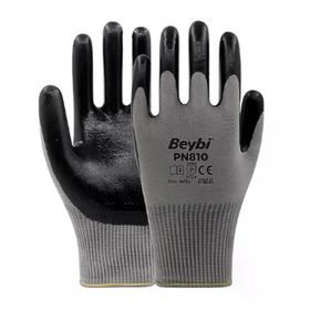 Beybi PN810 10 Beden 12 Çift Gri Polyester Örme Nitril İş Eldiveni