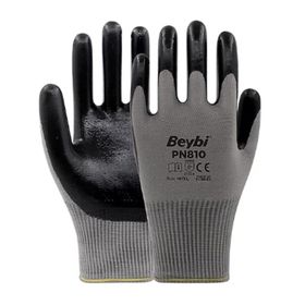 Beybi PN810 10 Beden 12 Çift Gri Polyester Örme Nitril İş Eldiveni