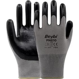Beybi PN810 Nitril Poly Gri Siyah 12'li Eldiven