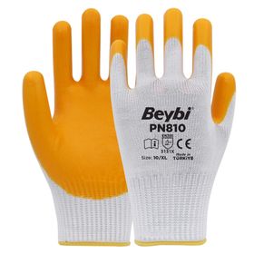 Beybi PN810 No: 10 12 Çift Sarı Polyester Örme Nitril Eldiven