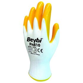 Beybi PN810 Polyester Örme NO:10 Çift Sarı Nitril Eldiven
