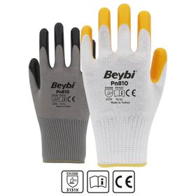 Beybi PN810 Polyester Örme NO:10 Koli Sarı Nitril Eldiven