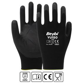 Beybi PU SLIM No:9 Çift Poliüretan Kaplı Polyester Örme Eldiven