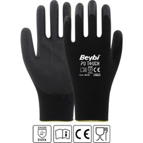 Beybi Pu Touch No:10 Siyah Poliüretan Polyester İş Eldiveni