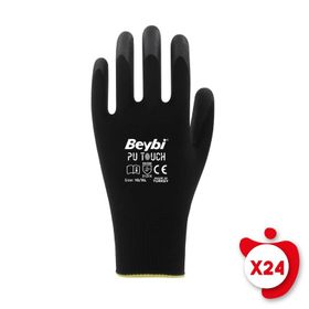 Beybi PU Touch Siyah 10 Beden 24 Çift Poliüretan Kaplı Polyester Örme Nitril İş Eldiveni