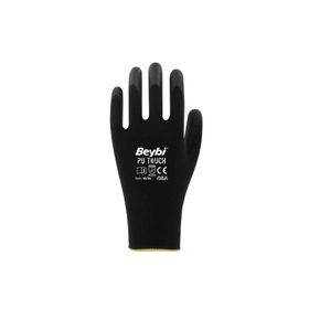 Beybi PU Touch Siyah 10 Beden Poliüretan Kaplı Polyester Örme Nitril İş Eldiveni