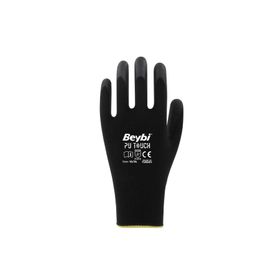 Beybi PU Touch Siyah 10 Beden Poliüretan Kaplı Polyester Örme Nitril İş Eldiveni