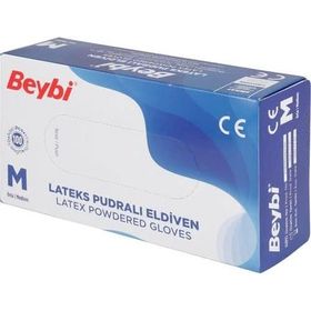 Beybi Pudralı M 100 Adet Lateks Muayene Eldiveni