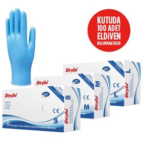 Beybi Pudrasız Nitril L Beden 100'lü Muayene Eldiveni