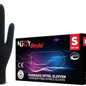 Beybi S 100 Adet Pudrasız Siyah Nitril Medikal Muayene Eldiveni