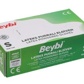 Beybi S Beden Beyaz 100'lü-TK1 Pudralı Lateks Muayene Eldiveni