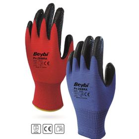 Beybi Zebra Kırmızı Nitril İş Eldiveni