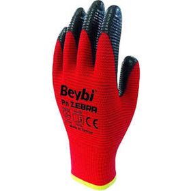 Beybi Zebra Kırmızı Nitril İş Eldiveni