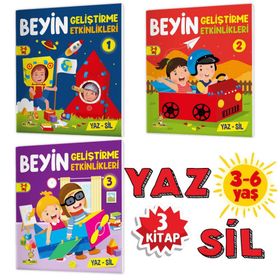 Beyin Geliştirme Etkinlikleri 3-6 Yaş Yaz-Sil Kitaplar