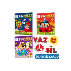Beyin Geliştirme Etkinlikleri 3-6 Yaş Yaz-Sil Kitaplar