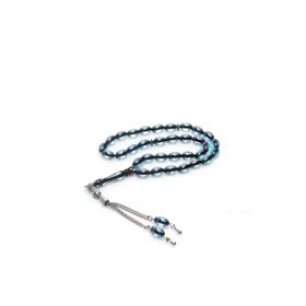 Beyisa Metal Püsküllü Misbah Misbaha Rosary Zikr Çift Renkli Parlament Mavisi Sürmeli Kehribar Tesbih