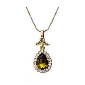 Beyisa Sarı Sitrin Taşlı Gümüş Doğal Taşlı Otantik Bayan Kolye Hürrem Sultan Kolyesi