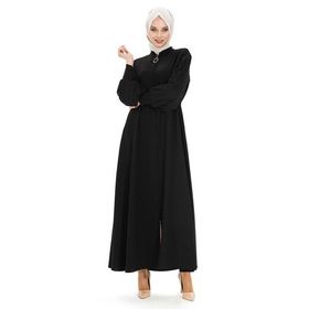 Beyza 3453 Kolları Pilise Detaylı Fermuarlı Siyah Ferace
